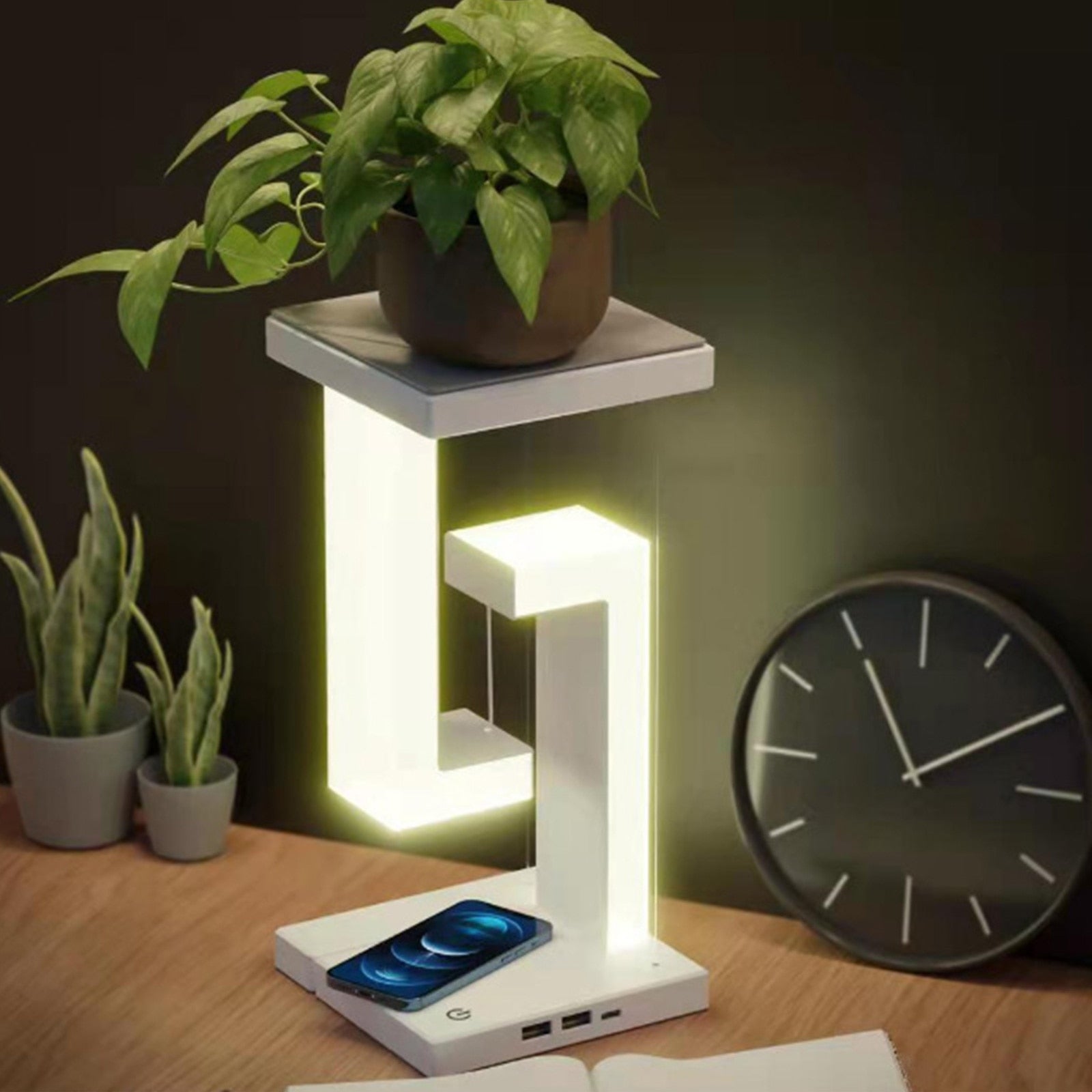 LED Suspending Anti-gravity Night Light with 10W Wireless Charger